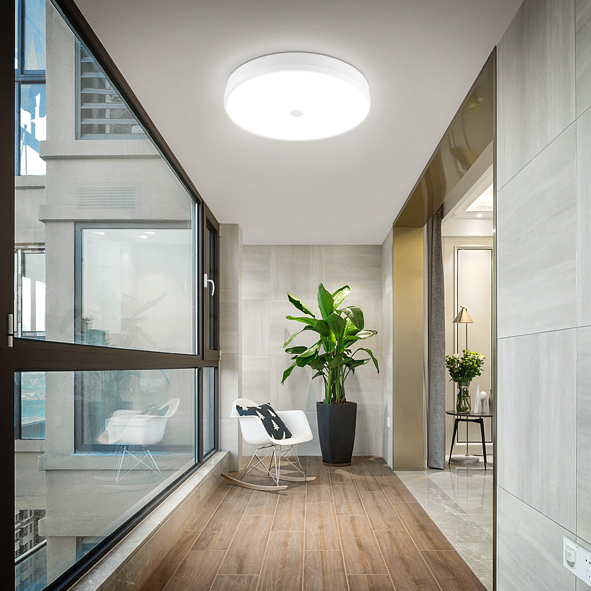 OYAJIA LED Motion Sensor Ceiling Light 18W, Cool White PIR Light for Hallway, Stairway and Balcony