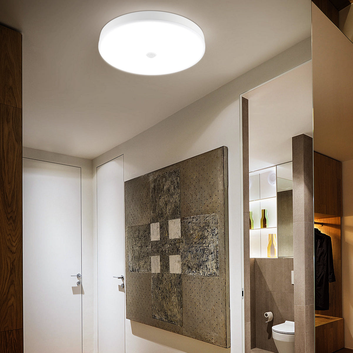 OYAJIA LED Motion Sensor Ceiling Light 18W, Cool White PIR Light for Hallway, Stairway and Balcony