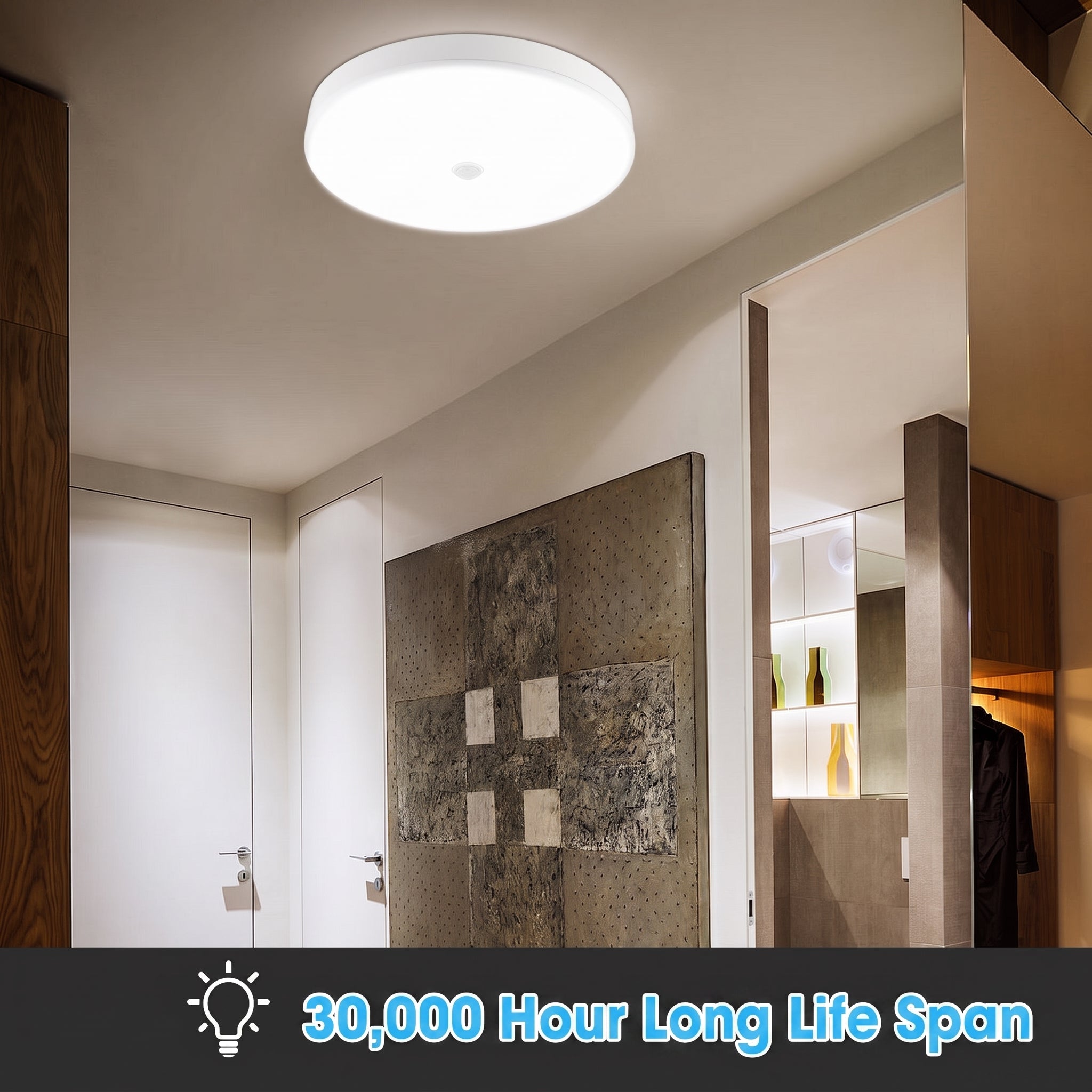 OYAJIA LED Motion Sensor Ceiling Light 18W, Cool White PIR Light for Hallway, Stairway and Balcony