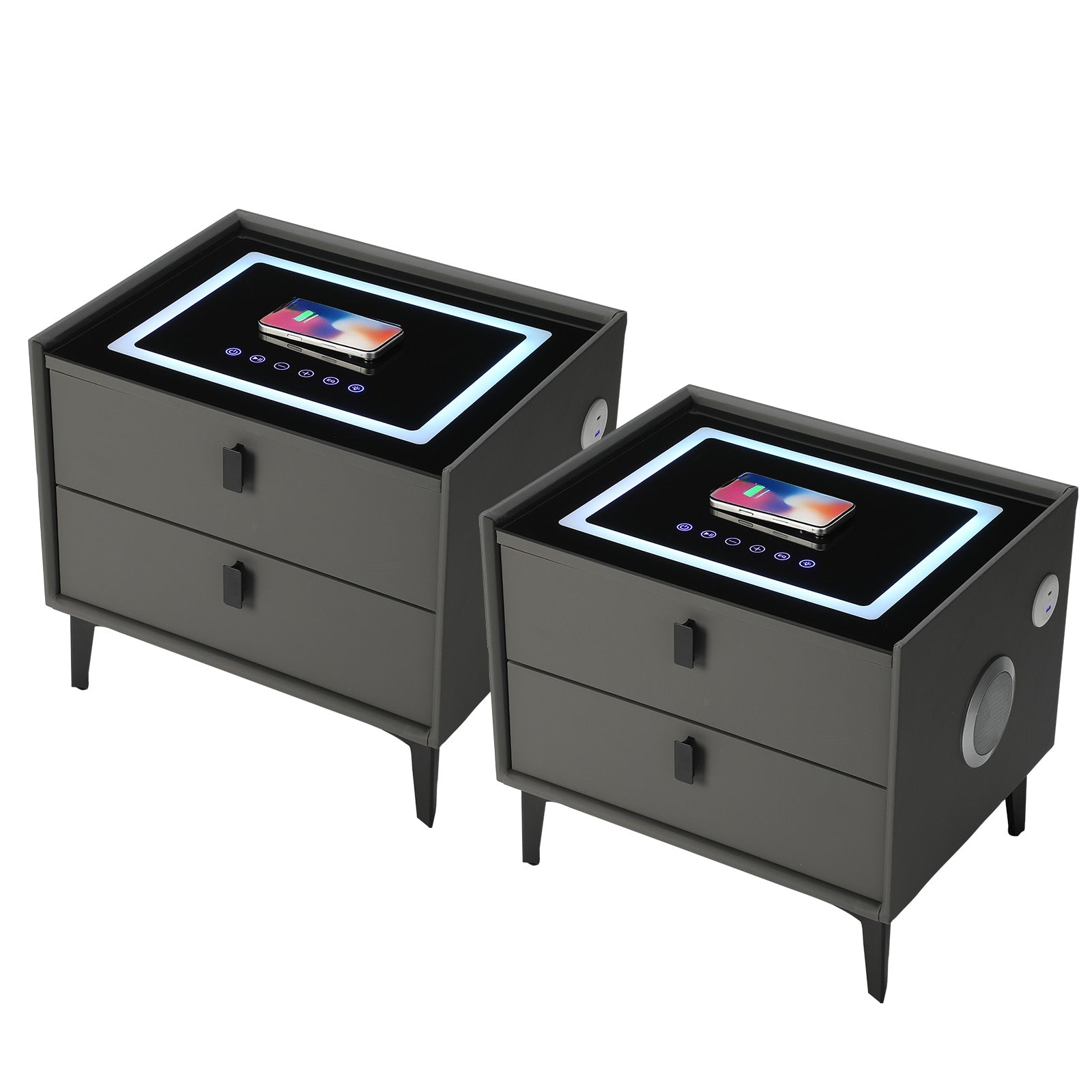 OYAJIA Nightstand with RGB Lighting, Bluetooth Speaker, USB Port and 2-Tier Storage