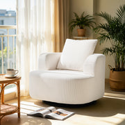 OYAJIA 360° Swivel Armchair with Corduroy Upholstery & Large Cushion