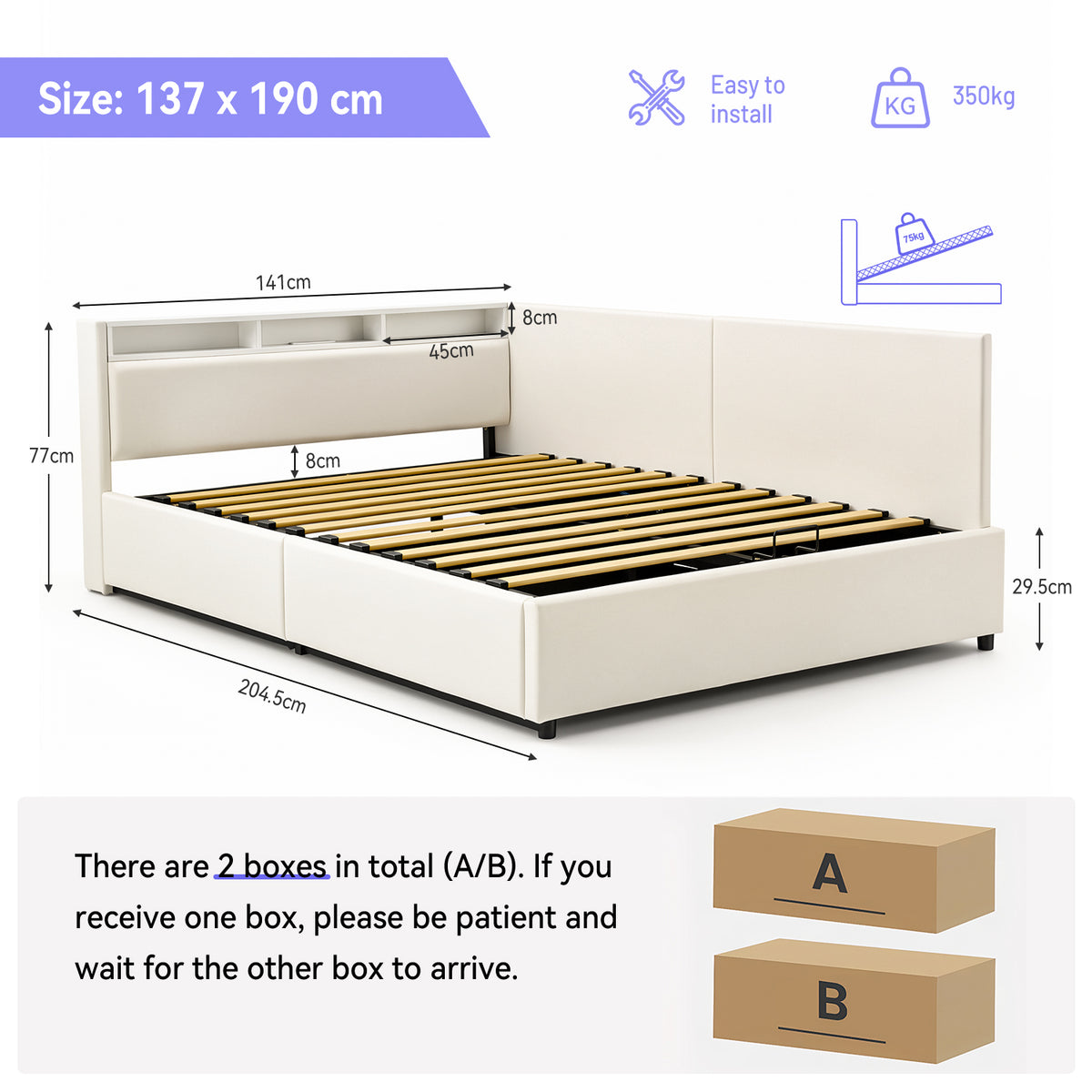 OYAJIA Upholstered Daybed with RGB LED Lights, Hydraulic Storage & USB-C