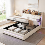 OYAJIA Upholstered Storage Bed with RGB LED, Bluetooth Speaker & USB-C