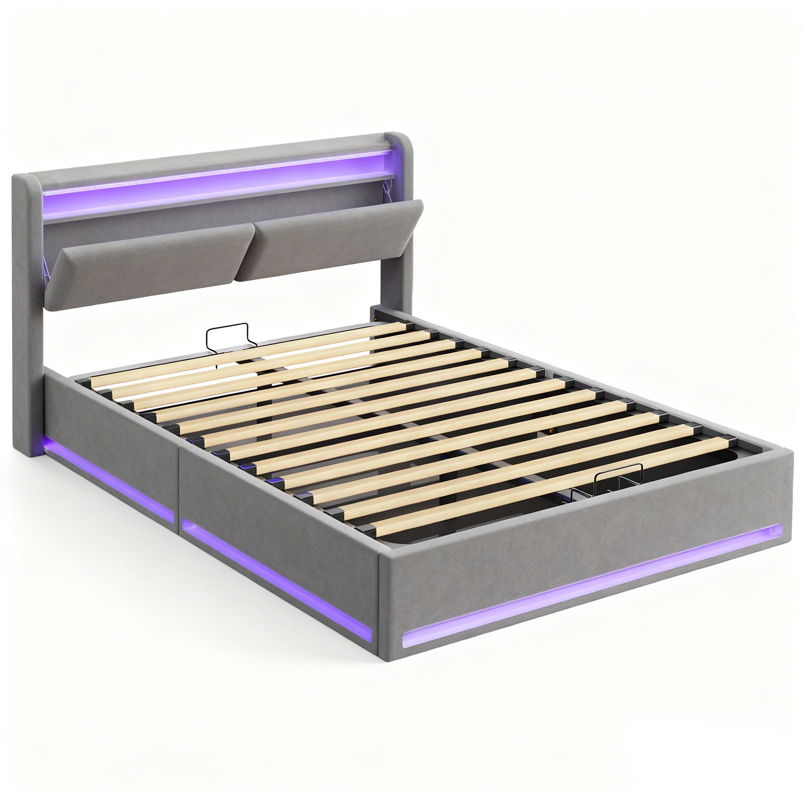 OYAJIA Upholstered Storage Bed Frame with Wingback Headboard and Hydraulic Lift