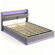 OYAJIA Upholstered Storage Bed Frame with Wingback Headboard and Hydraulic Lift