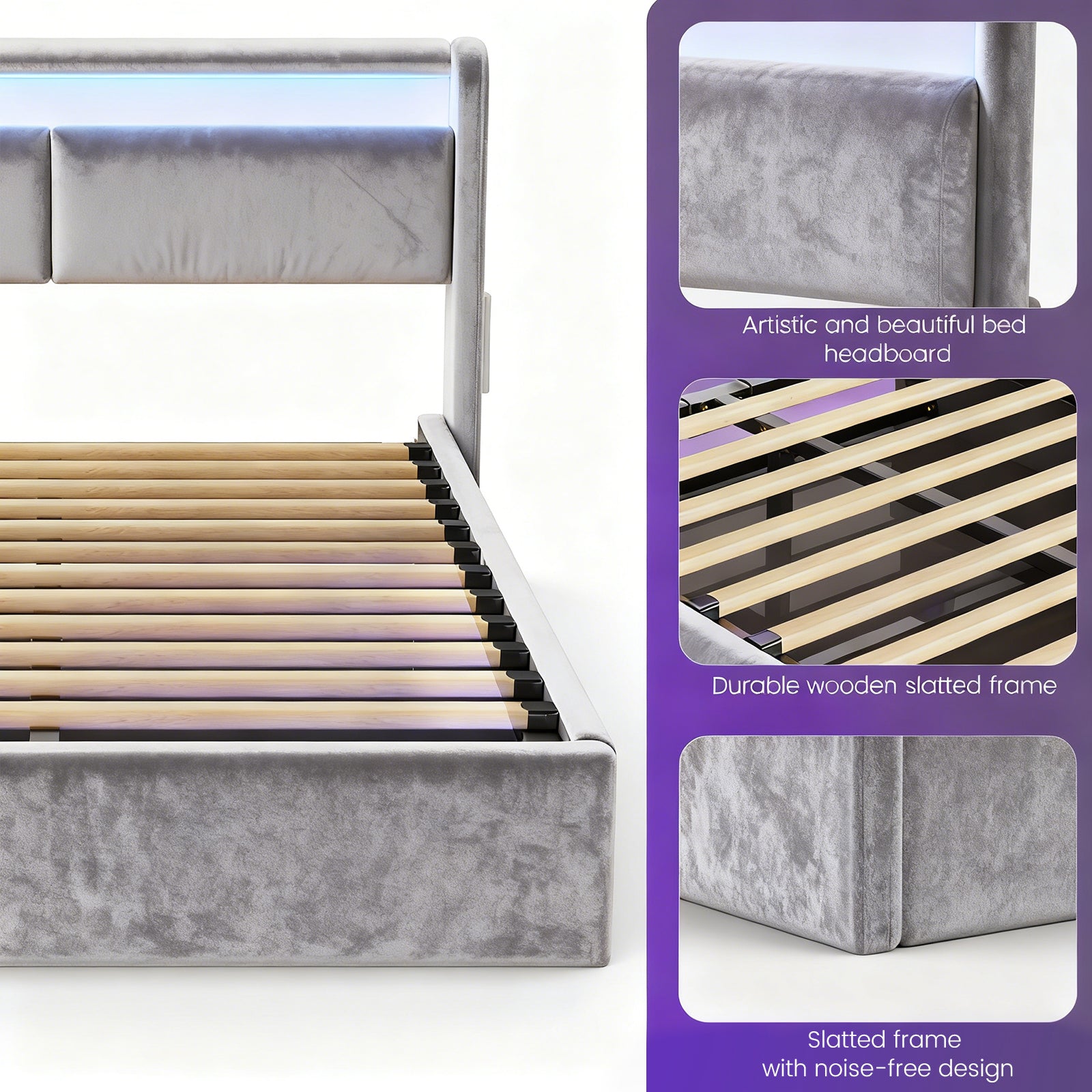 OYAJIA Upholstered Storage Bed Frame with Wingback Headboard and Hydraulic Lift
