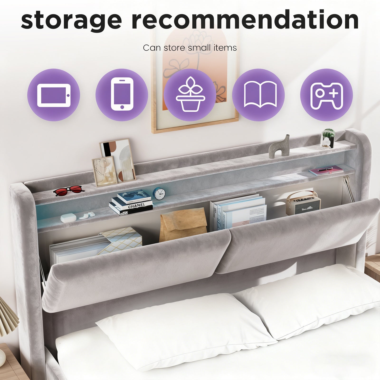 OYAJIA Upholstered Storage Bed Frame with Wingback Headboard and Hydraulic Lift