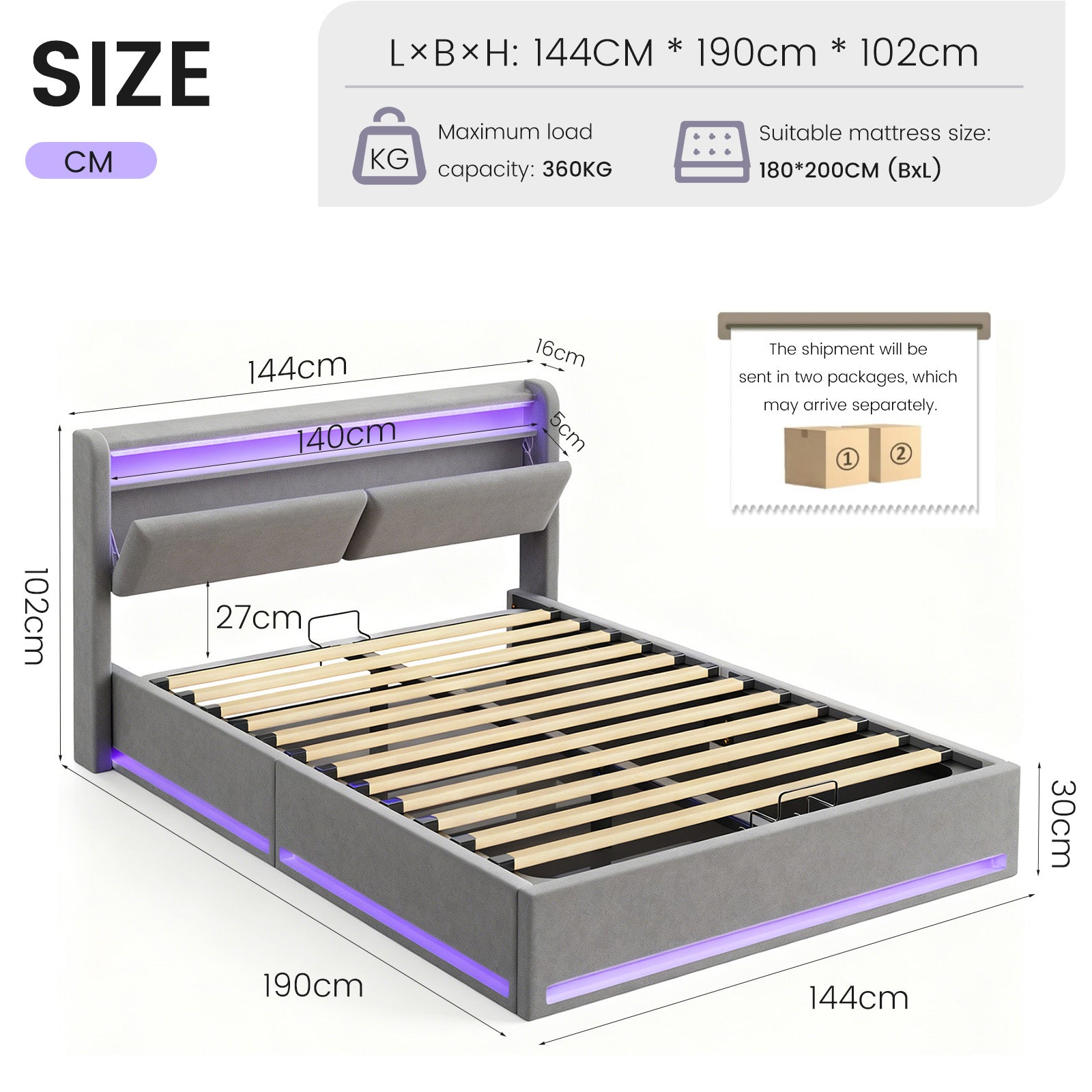 OYAJIA Upholstered Storage Bed Frame with Wingback Headboard and Hydraulic Lift