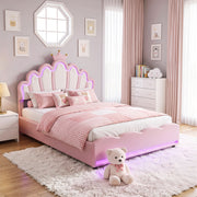 OYAJIA Princess Upholstered Bed Frame with Crown Headboard