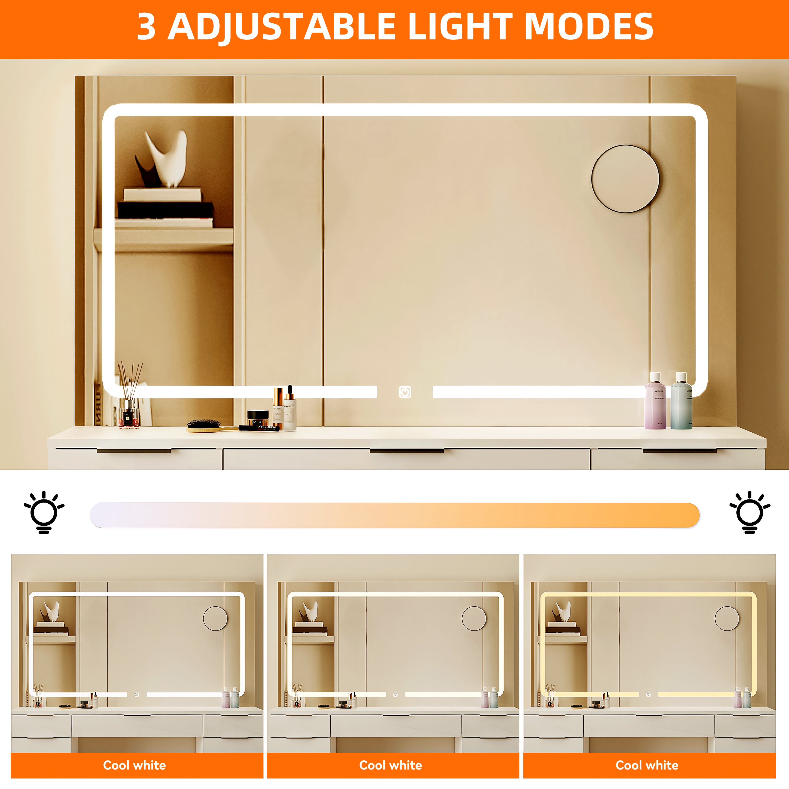 OYAJIA Modern Dressing Table with Mirror and Practical Bedroom Storage
