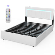 OYAJIA Upholstered Bed with Four Drawers, LED Headboard and USB Charging