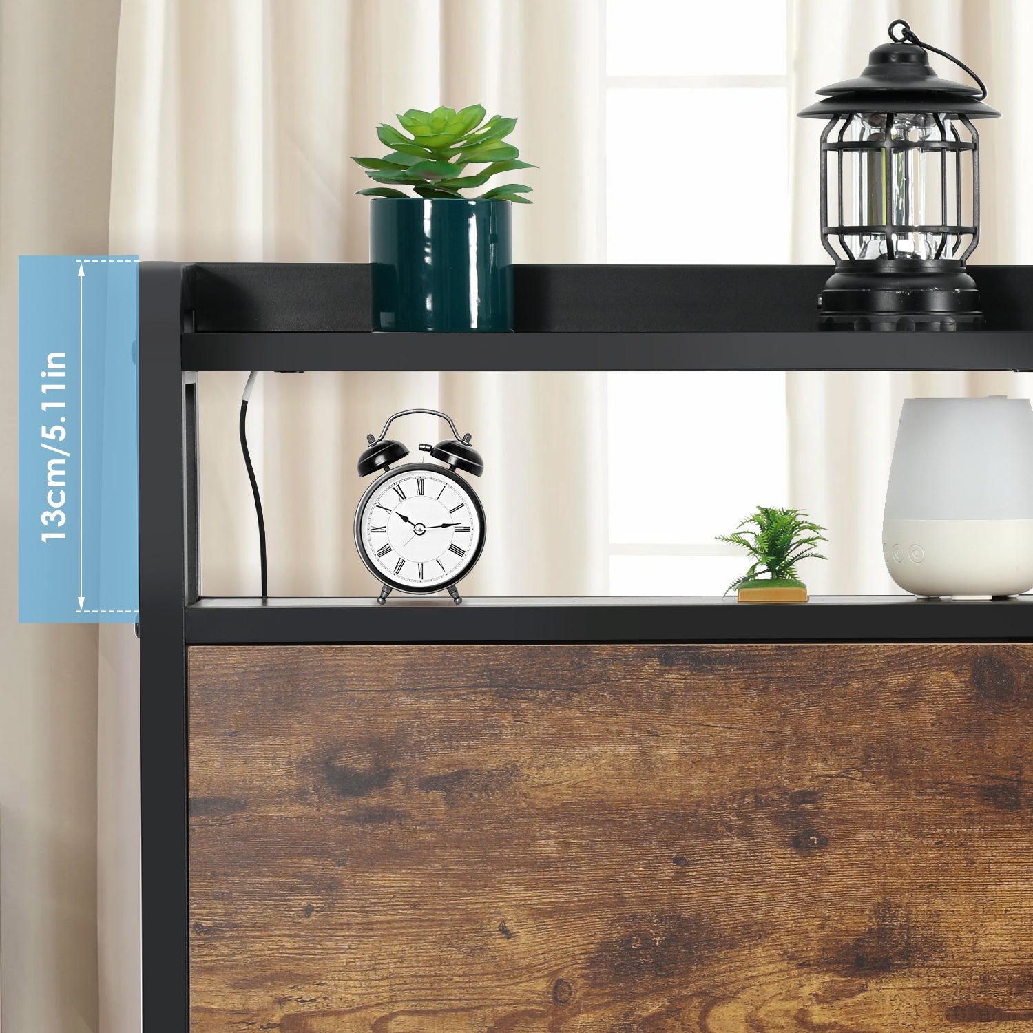 OYAJIA Smart Metal Storage Bed 140x200 cm with RGB LED, Charging Station and 4 Drawers