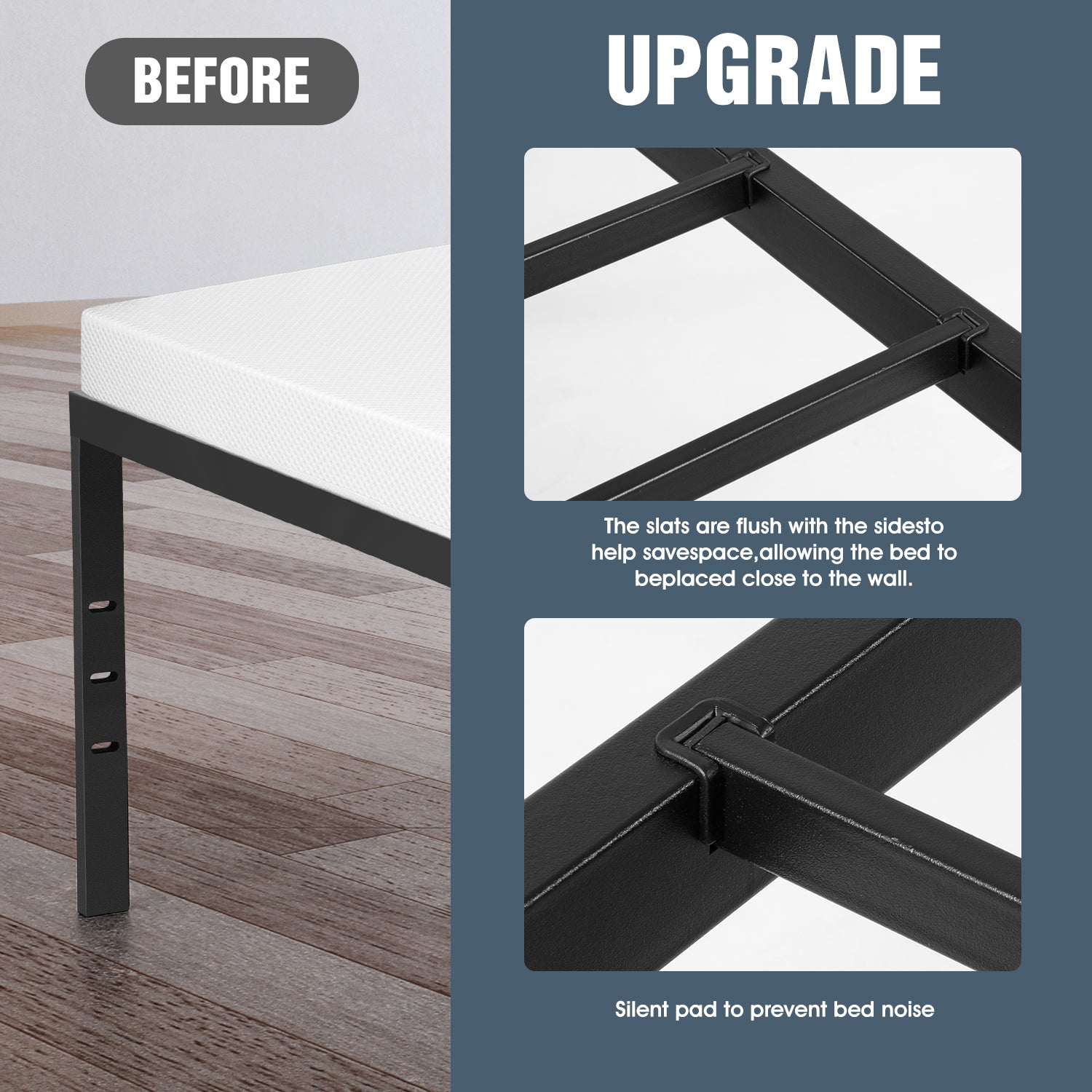 OYAJIA Heavy Duty Metal Platform Bed Frame with 40 cm Under-Bed Storage