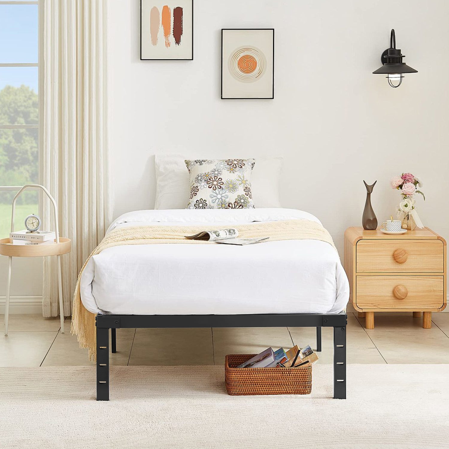 OYAJIA Heavy Duty Metal Platform Bed Frame with 40 cm Under-Bed Storage