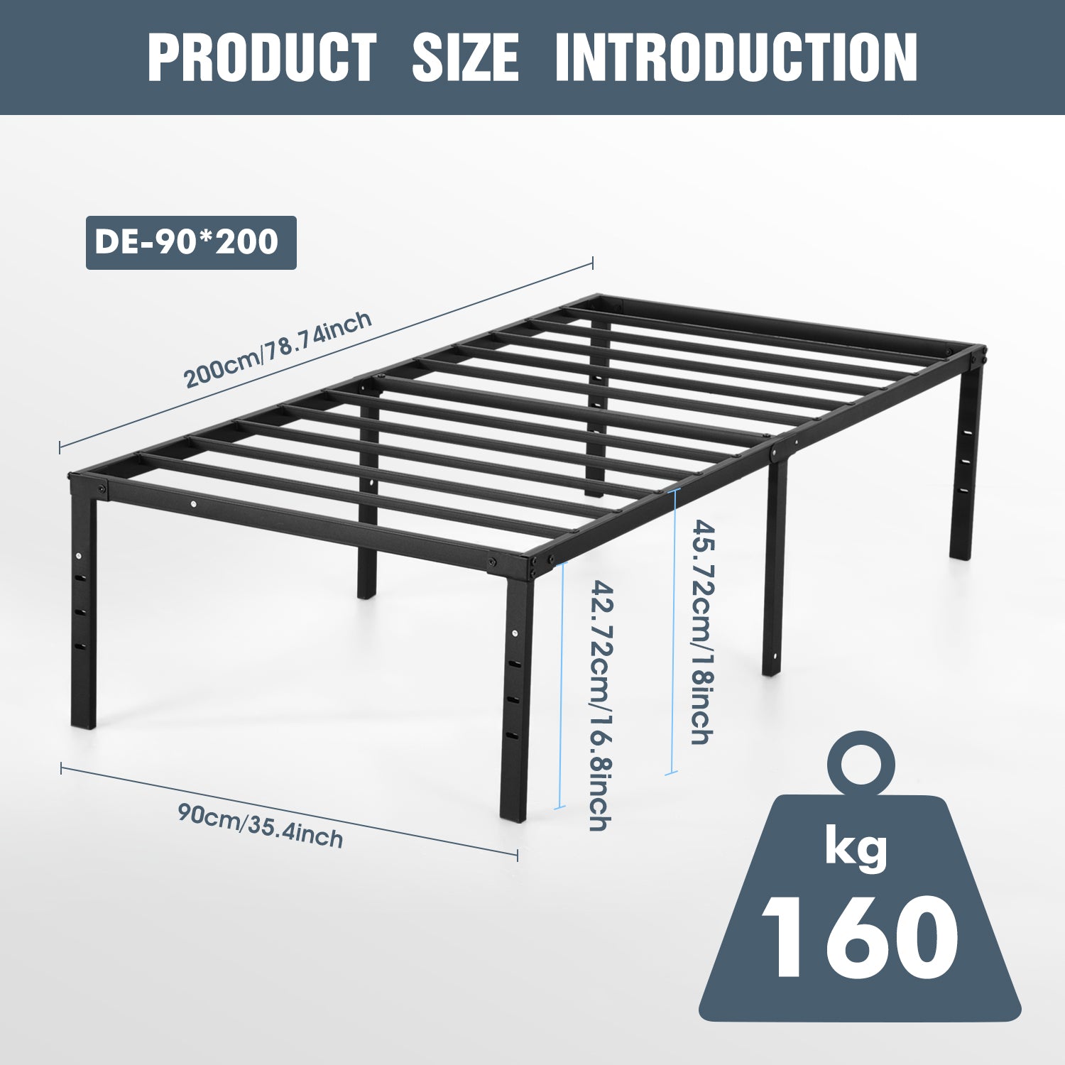 OYAJIA Heavy Duty Metal Platform Bed Frame with 40 cm Under-Bed Storage