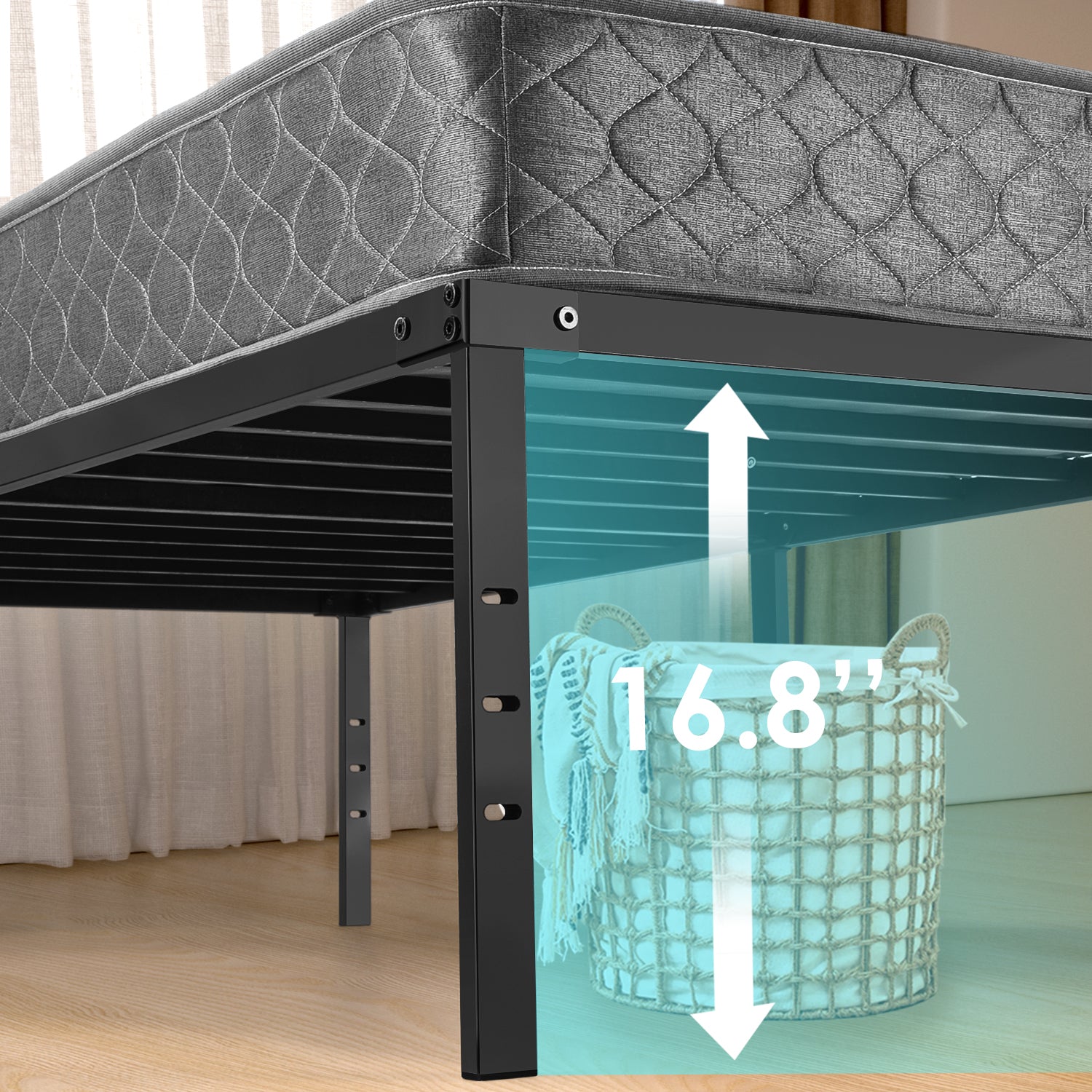 OYAJIA Heavy Duty Metal Platform Bed Frame with 40 cm Under-Bed Storage